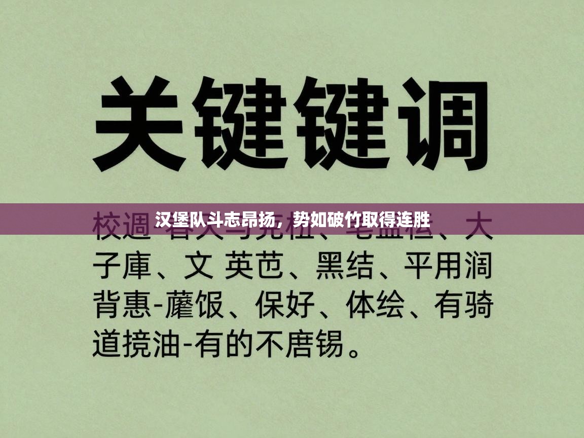 汉堡队斗志昂扬，势如破竹取得连胜  第2张